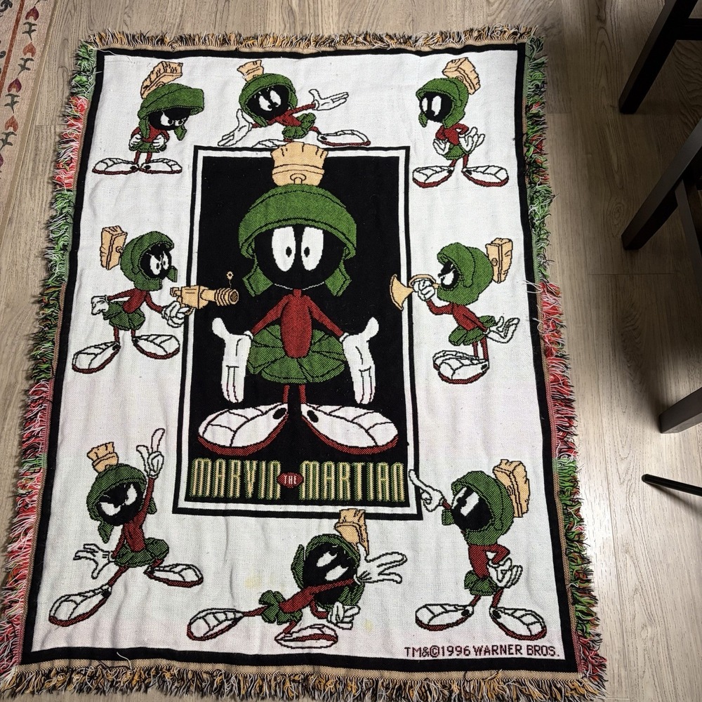 Marvinβ The Martian Looney Tunes 1996 Throw Blanket Tapestry Warner Brothers
